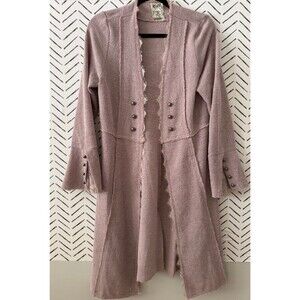 VOCAL Pink Mauve Lace Cardigan Duster with Bell Sleeves Coquette Fairy Boho OS
